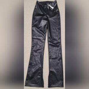 Divided H&M Vegan Pleather Faux Leather Pants 0 New Elastic Waist Pull On